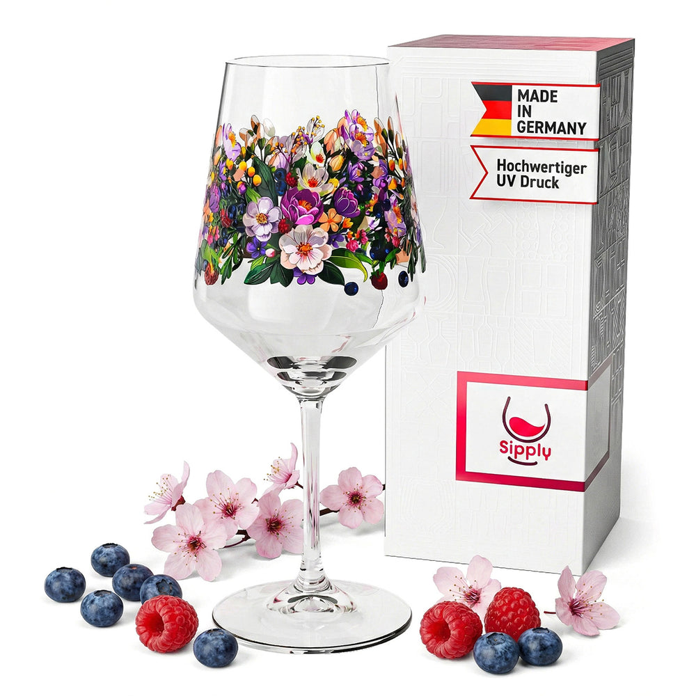 Kieliszek do aperitifu Sipply Summer Vibes z motywem dzikich jagód do drinków Spritz i koktajli, 0,5 l, z efektem przezroczystości