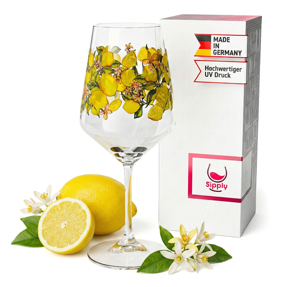 Kieliszek do aperitifu Sipply Summer Vibes z motywem cytryny do drinków Spritz i koktajli, 0,5 l, z efektem przezroczystości