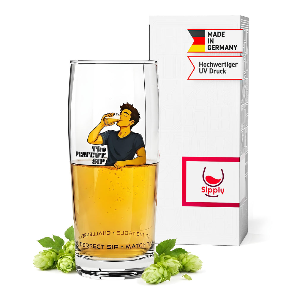 Szklanka do piwa Sipply SETTING THE TABLE The Perfect SIP Willibecher 0,5 l – zabawny trend w mediach społecznościowych