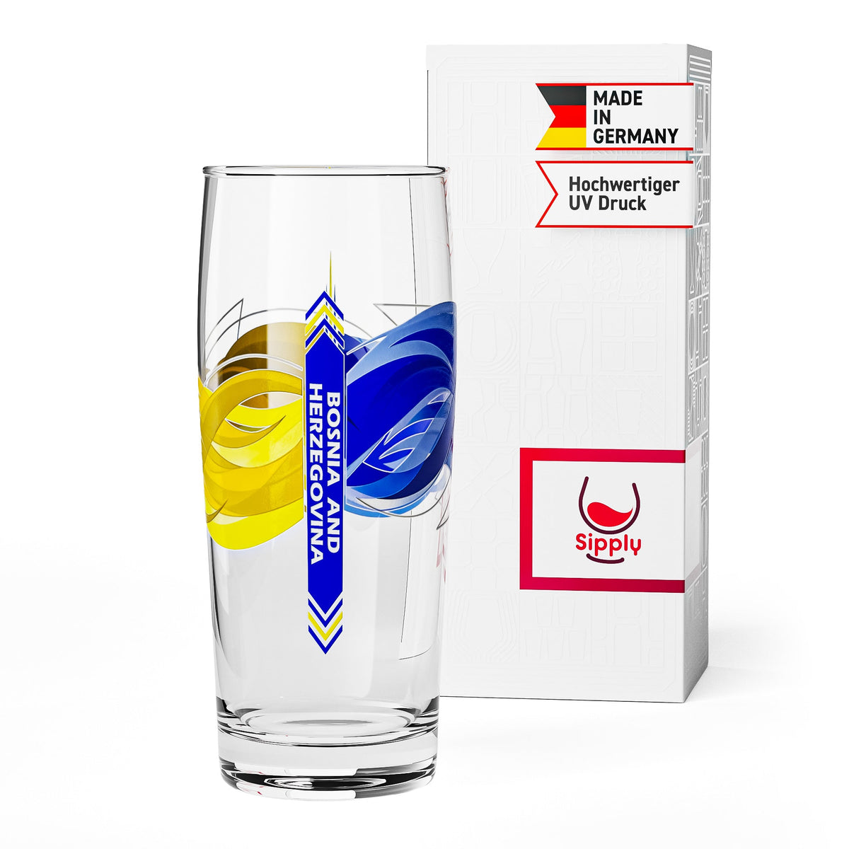 Sipply Szklanka do piwa Willibecher 0,3l z flagą twojego kraju Bośnia i Hercegowina
