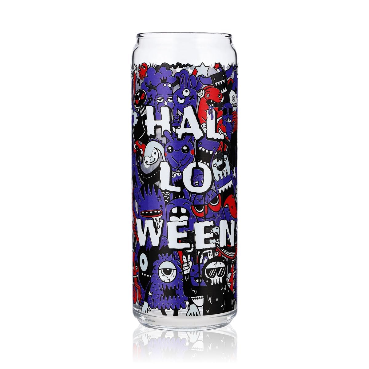 6x szklanka Sipply z motywem Halloween Doodle Fioletowy jako nadruk UV Can Glass 370ml – Widok 2