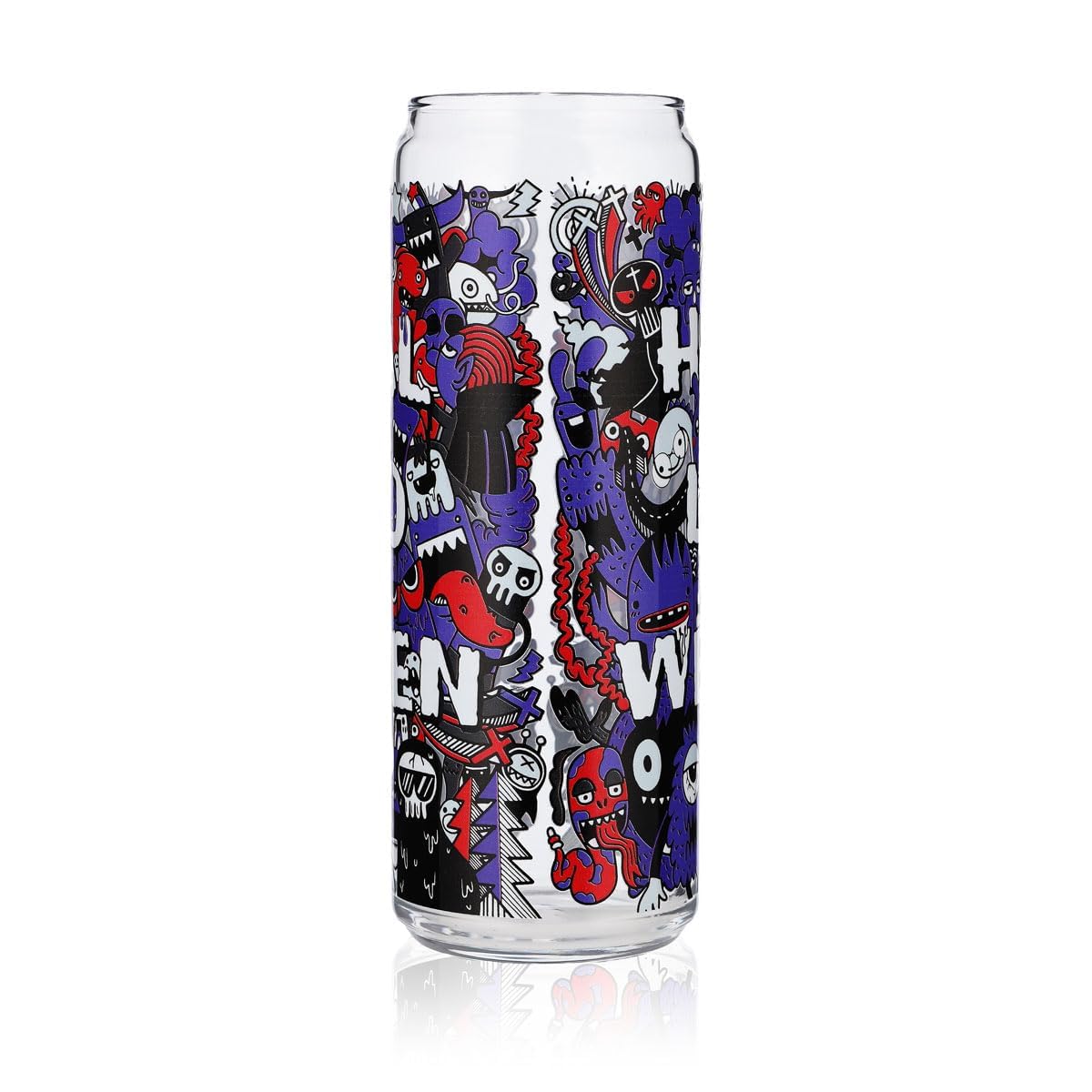 6x szklanka Sipply z motywem Halloween Doodle Fioletowy jako nadruk UV Can Glass 370ml – Widok 5