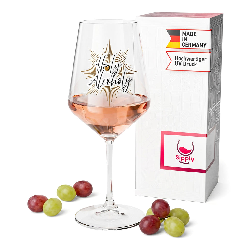 Kieliszek do wina Sipply z napisem „Holy Alcoholy”, 0,5 l