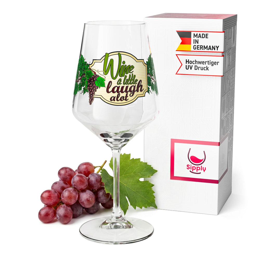 Kieliszek do wina Sipply z napisem „Wine a little laugh a lot” (Pij trochę, śmiej się dużo) 0,5 l