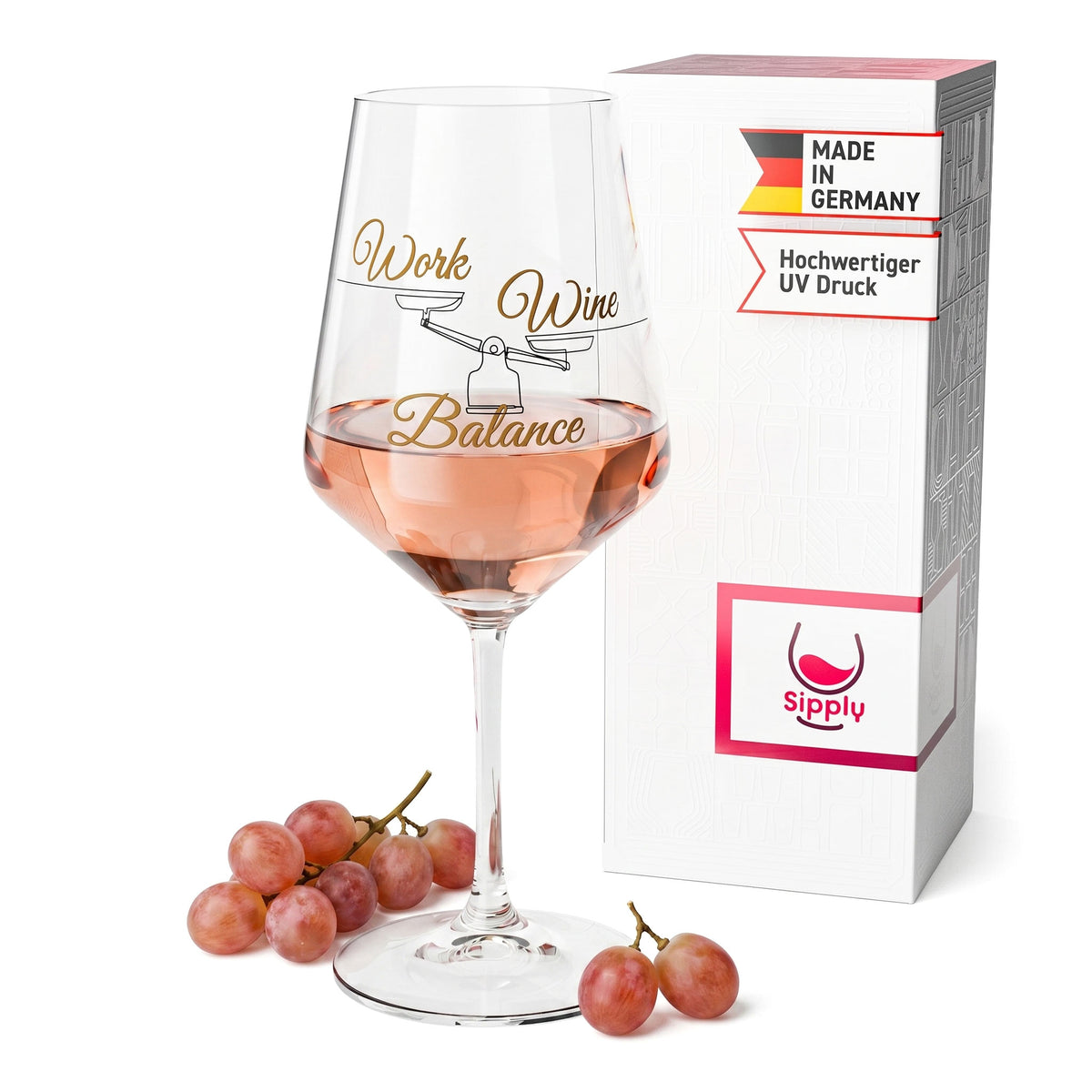 Kieliszek do wina Sipply z napisem „Work Wine Balance”, 0,5 l