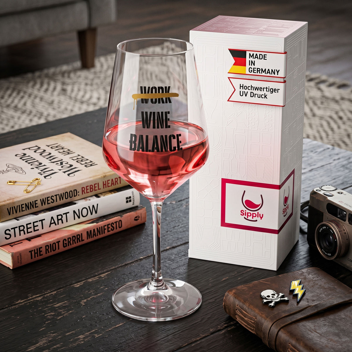 Kieliszek do wina Sipply z napisem „Work Wine Balance”, 0,5 l – Widok 3