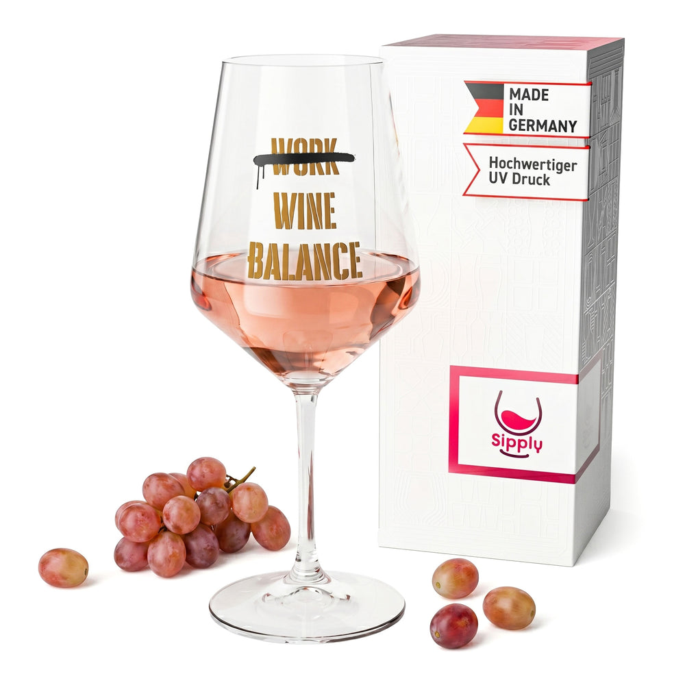 Kieliszek do wina Sipply z napisem „Work Wine Balance”, 0,5 l