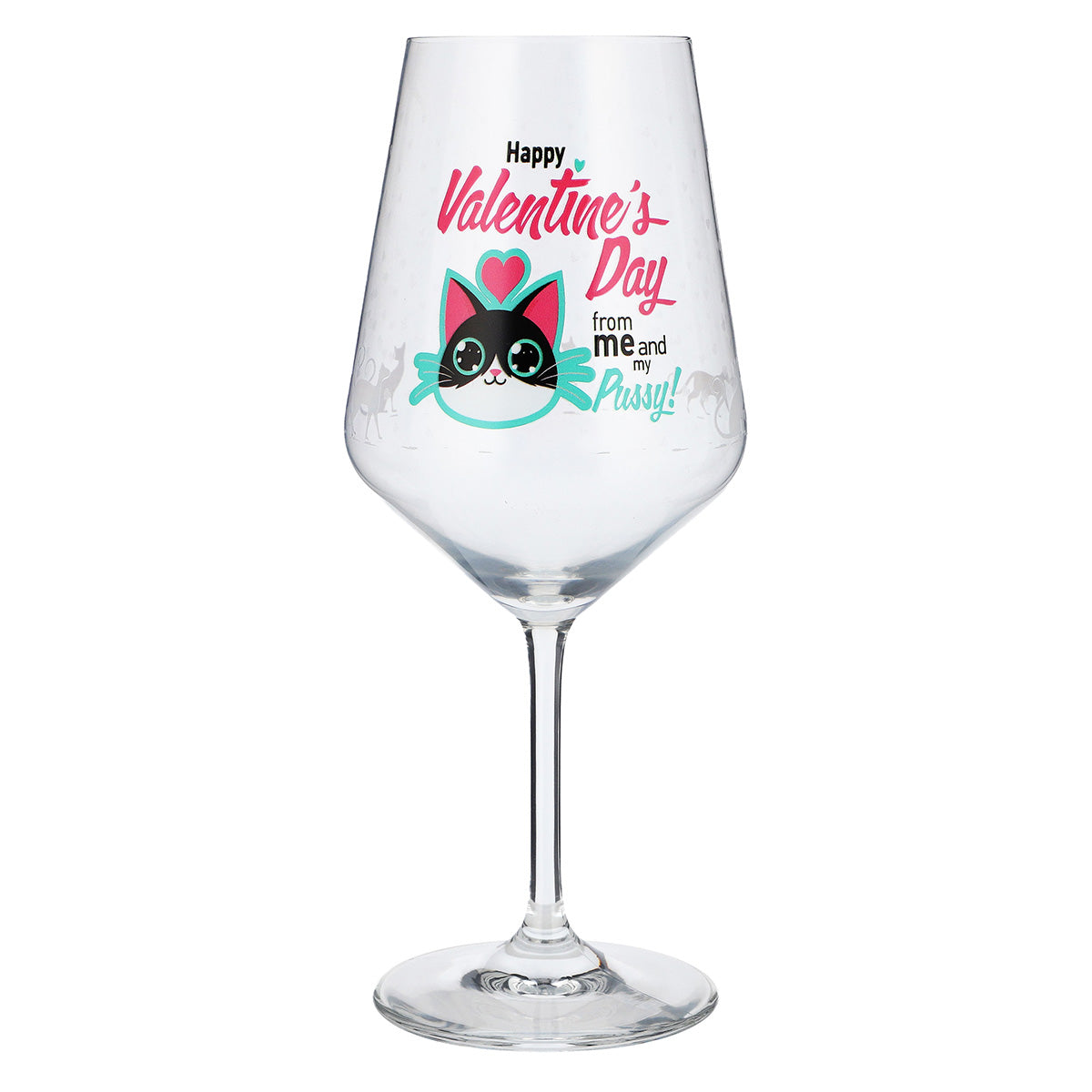 Kieliszek do wina Sipply na Walentynki z kotem + napisem „Happy Valentines Day” Prezent 0,5 l – Widok 2