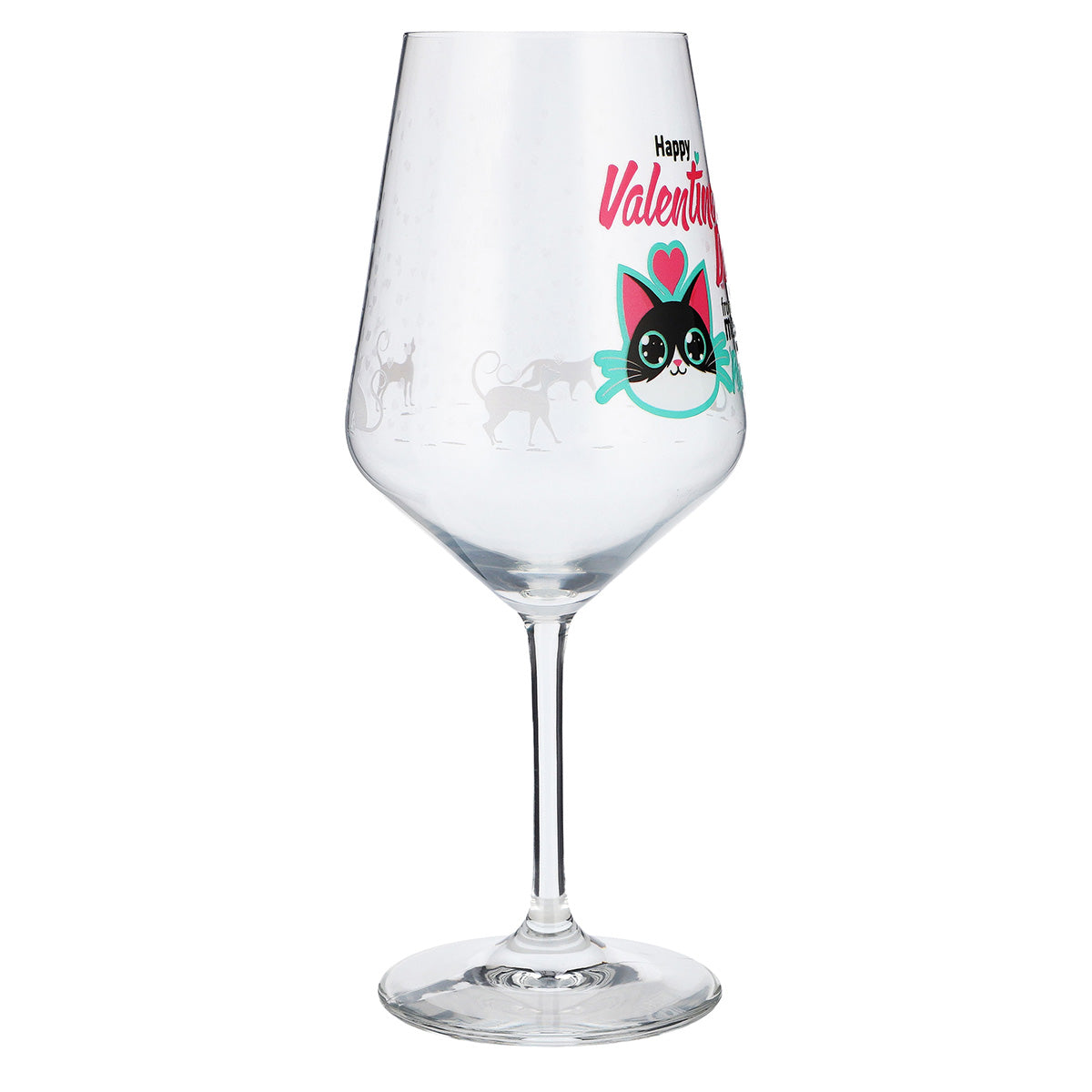 Kieliszek do wina Sipply na Walentynki z kotem + napisem „Happy Valentines Day” Prezent 0,5 l – Widok 7