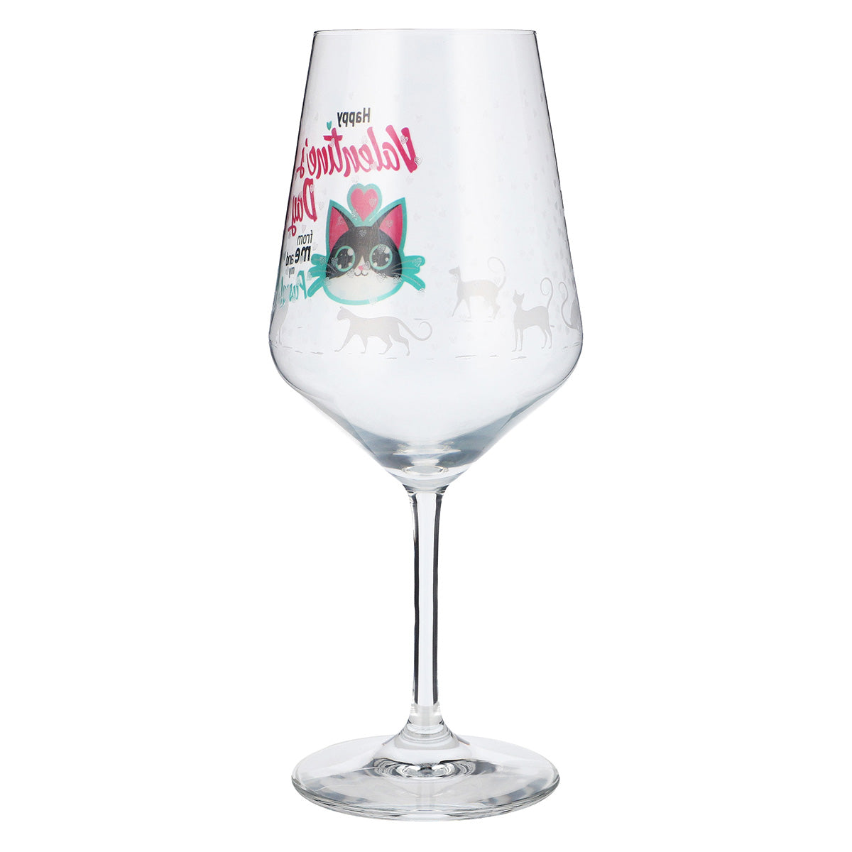 Kieliszek do wina Sipply na Walentynki z kotem + napisem „Happy Valentines Day” Prezent 0,5 l – Widok 8
