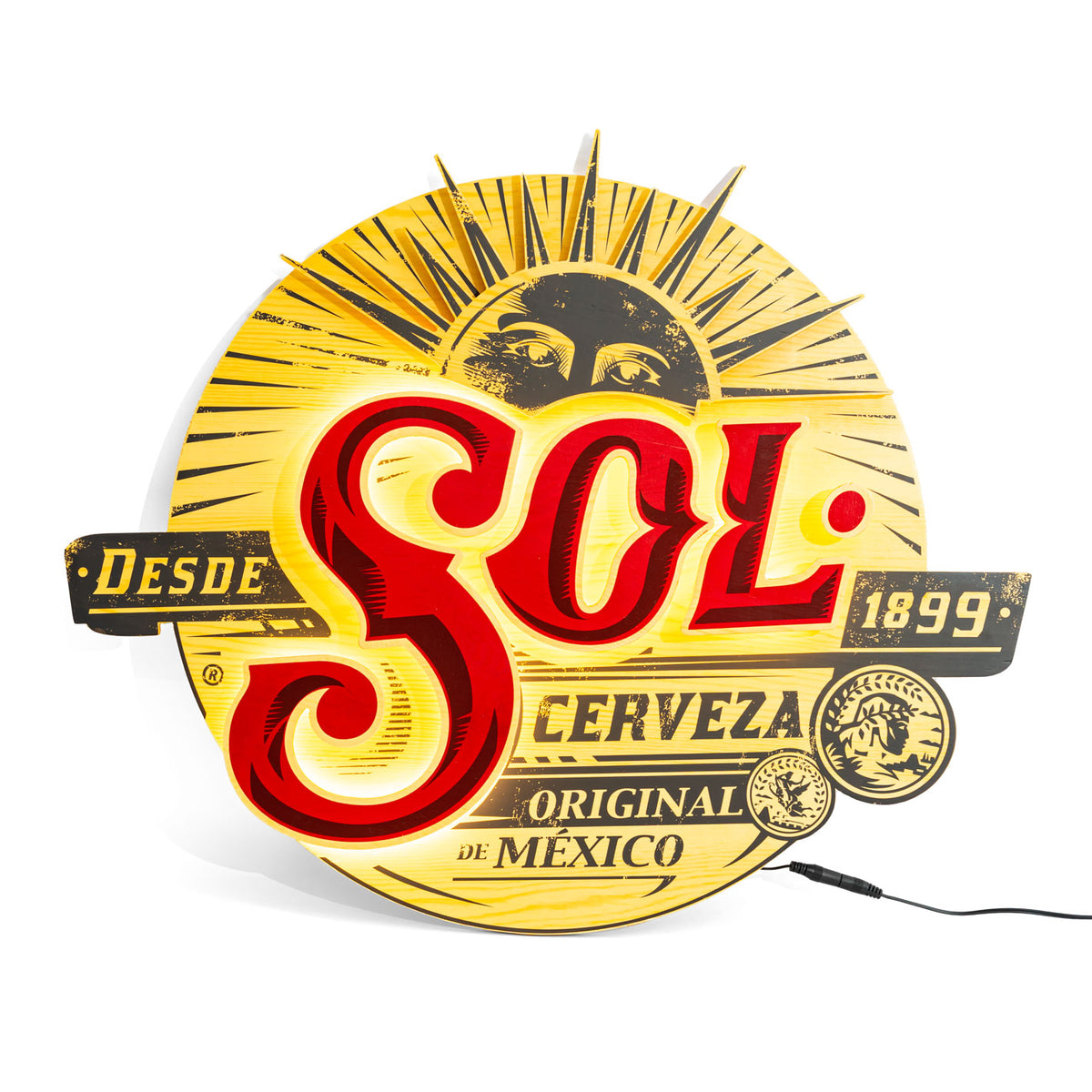 Sol Bier Reklama świetlna z prawdziwego drewna LED „Cerveza 1899” – Widok 4