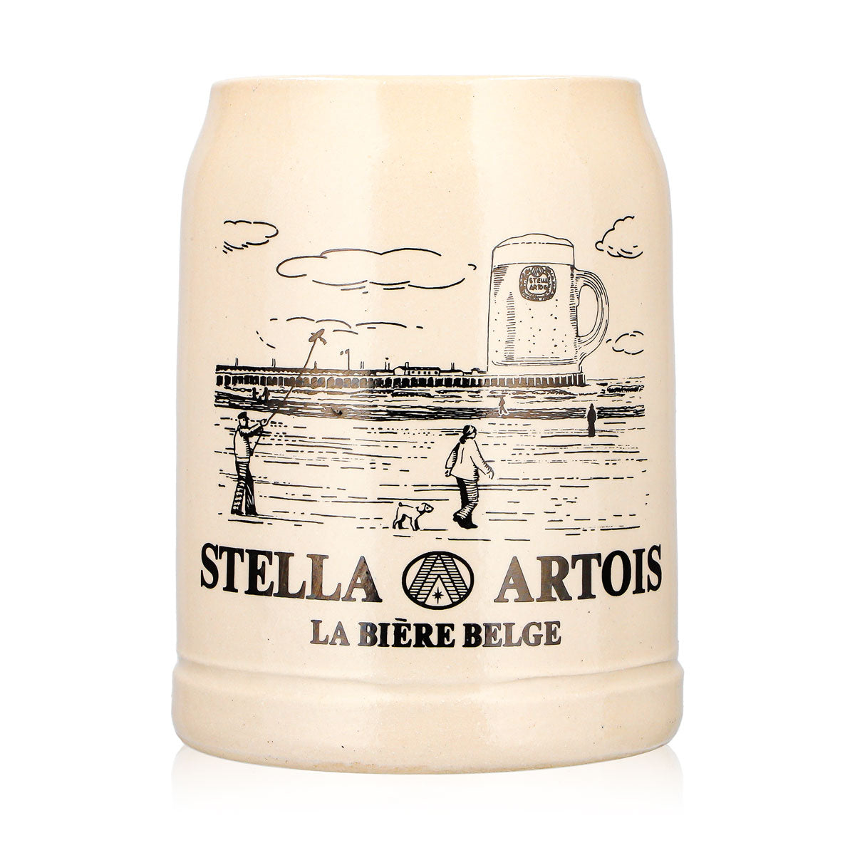 Kufel do piwa Stella Artois, gliniany dzbanek o pojemności 0,5 l z motywem plażowym „La Bière Belge” – Widok 2