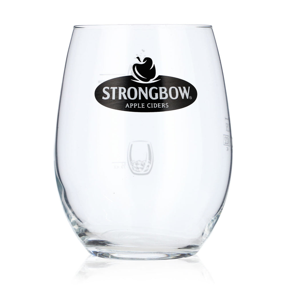 Szklanka do cydru Strongbow 0,25 l, szklanka typu tumbler z czarnym logo, szklanka do whisky typu Old Fashioned