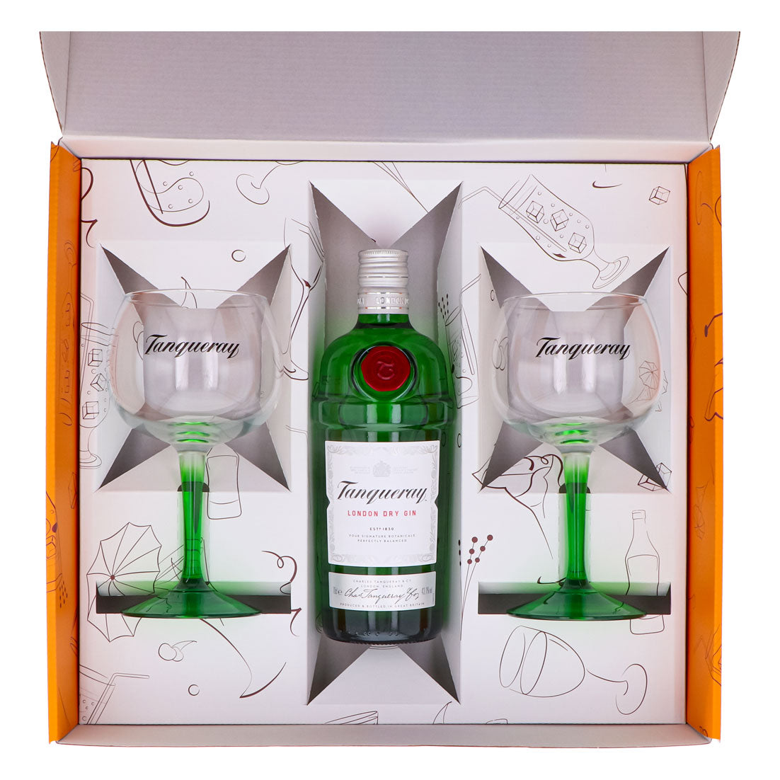 Tanqueray Gin Geschenkset 0,7l Flasche 43,1 % Vol. + Ballongläser 0,59l–Orange – Ansicht 3