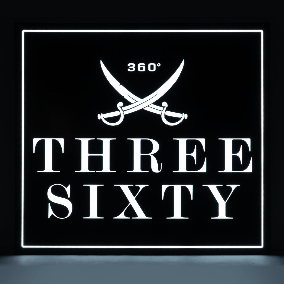 Three Sixty Podświetlana reklama Luminated LED Wall Sign Square Logo Acrylic Deko