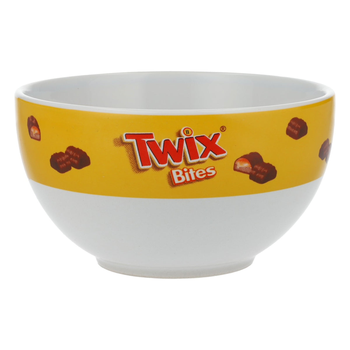 Cukierki Twix Miska na płatki śniadaniowe Miska na przekąski biała/żółta Podzieliłeś się już dzisiaj?