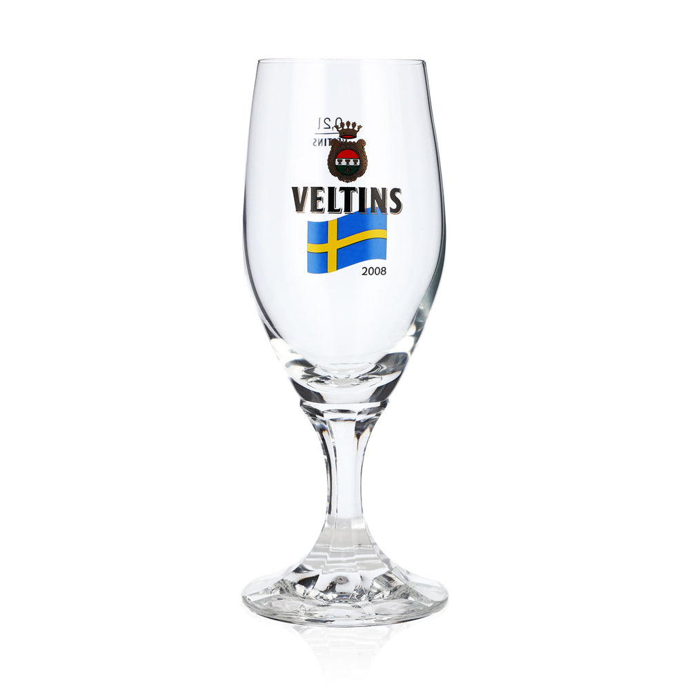 Szklanka do piwa Veltins 0,2 l, szklanka w kształcie pucharu, edycja specjalna z okazji Mistrzostw Europy 2008 w Szwecji, szklanka do piwa typu pint
