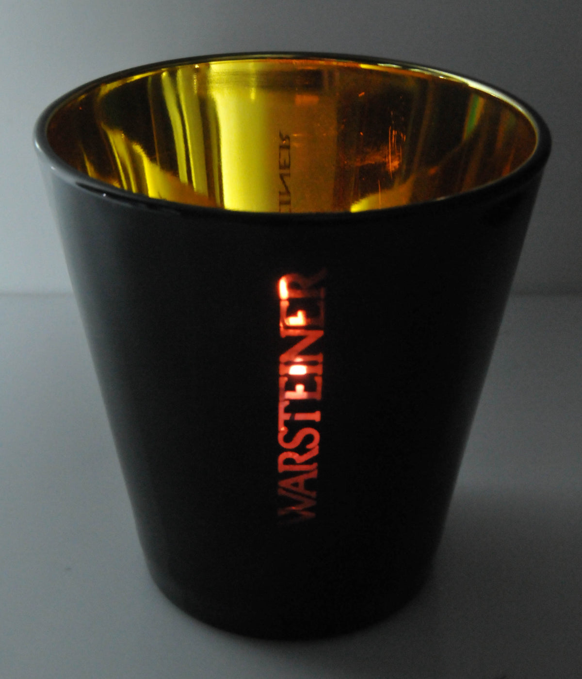 Świecznik Warsteiner Beer Windlicht, szklany, lakier fortepianowy, złocony – Widok 2