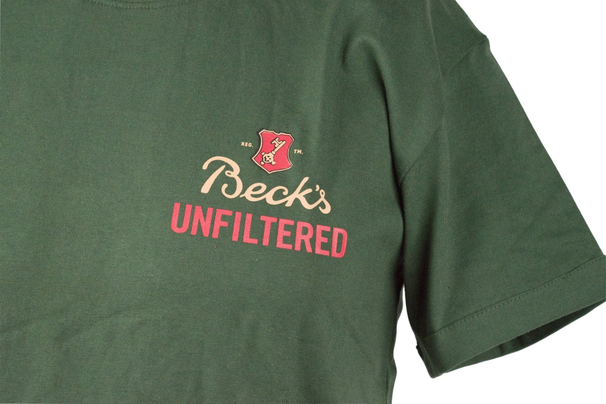 1 Becks piwo T-shirt rozmiar L "Unfiltered" zielony bawełna nowy – Widok 2