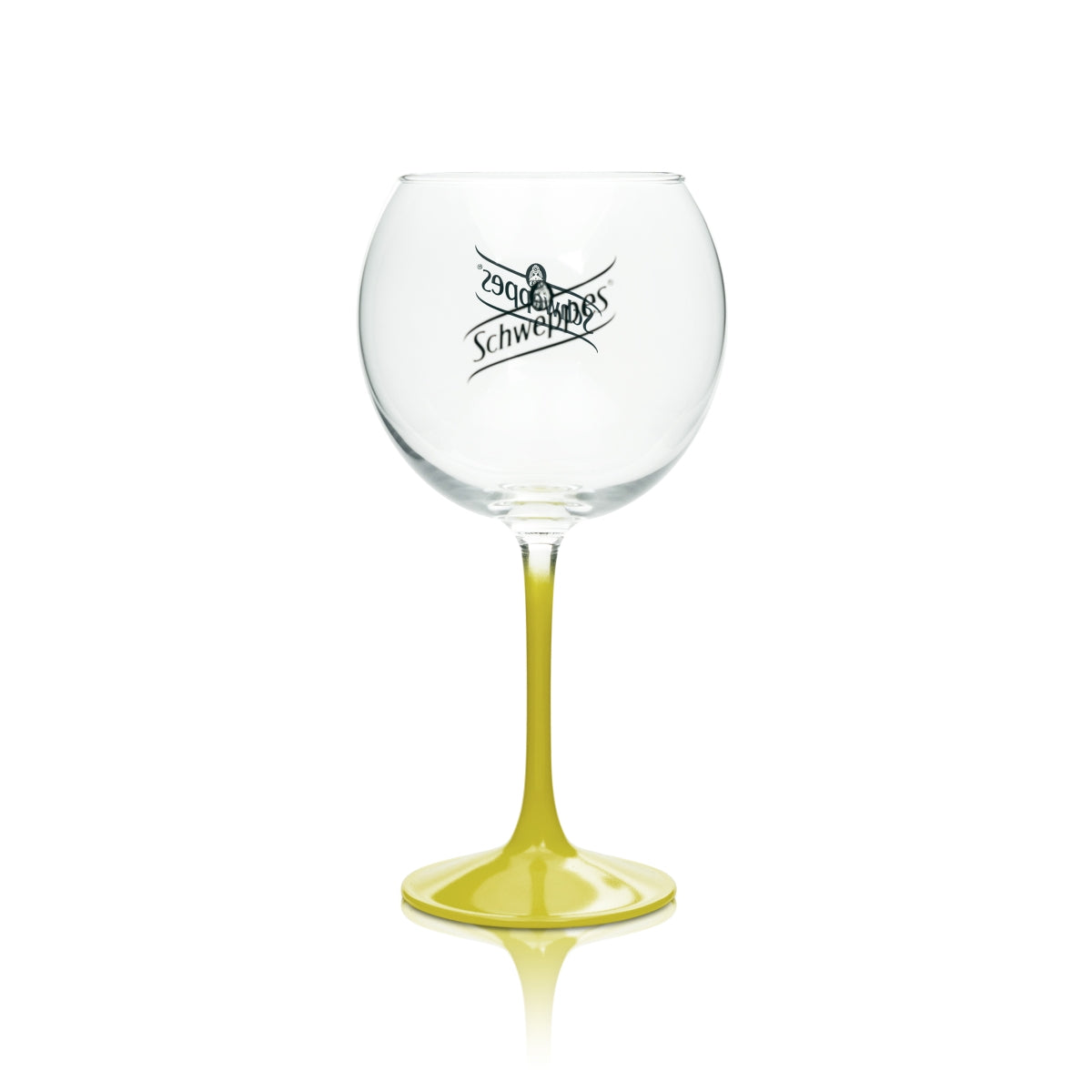 1 Schweppes szklanka do lemoniady 0,4l szklanka balonowa żółta nóżka/dno nowa – Widok 2