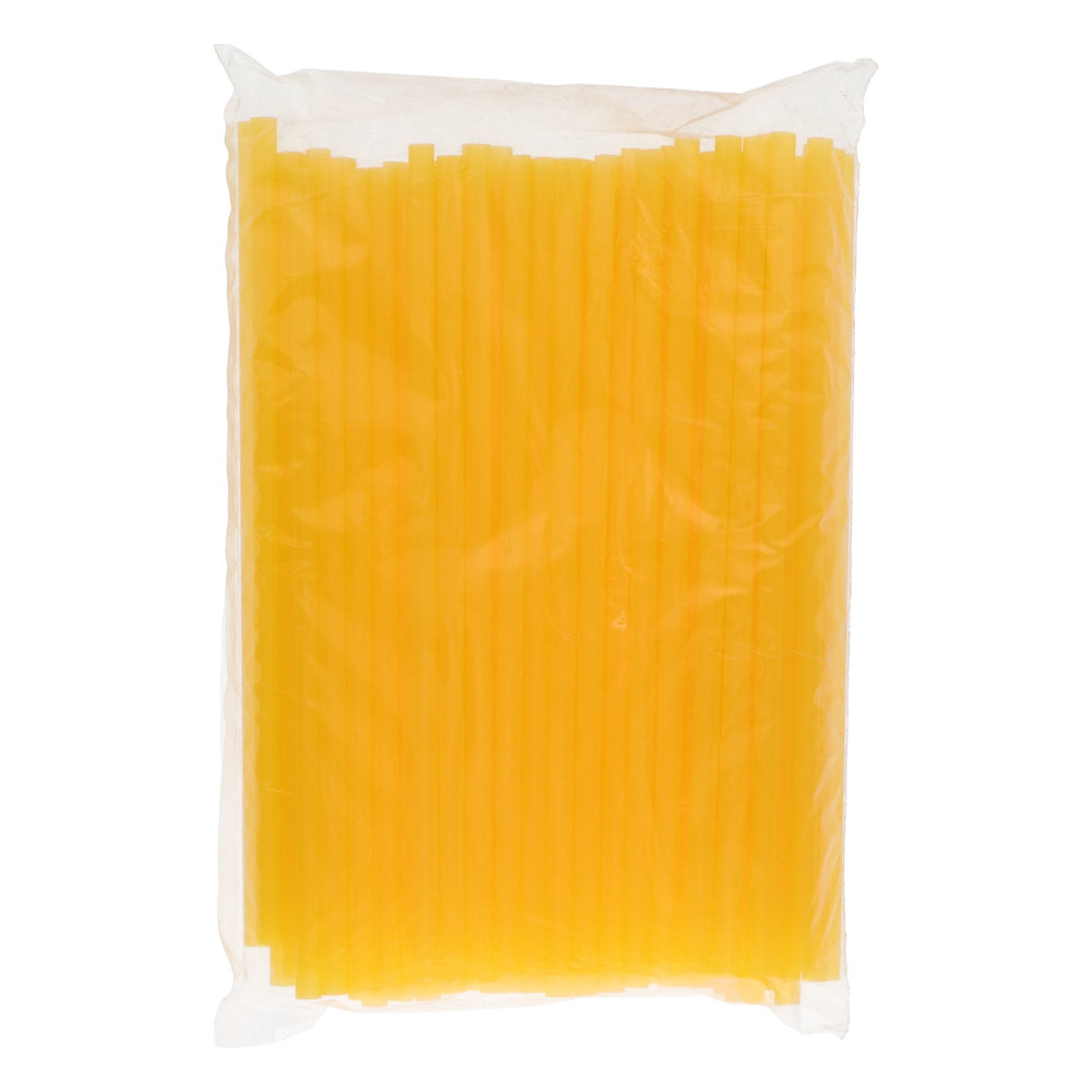 100 żółtych plastikowych słomek do napojów, 0,8 x 25,5 cm, na imprezy i koktajle