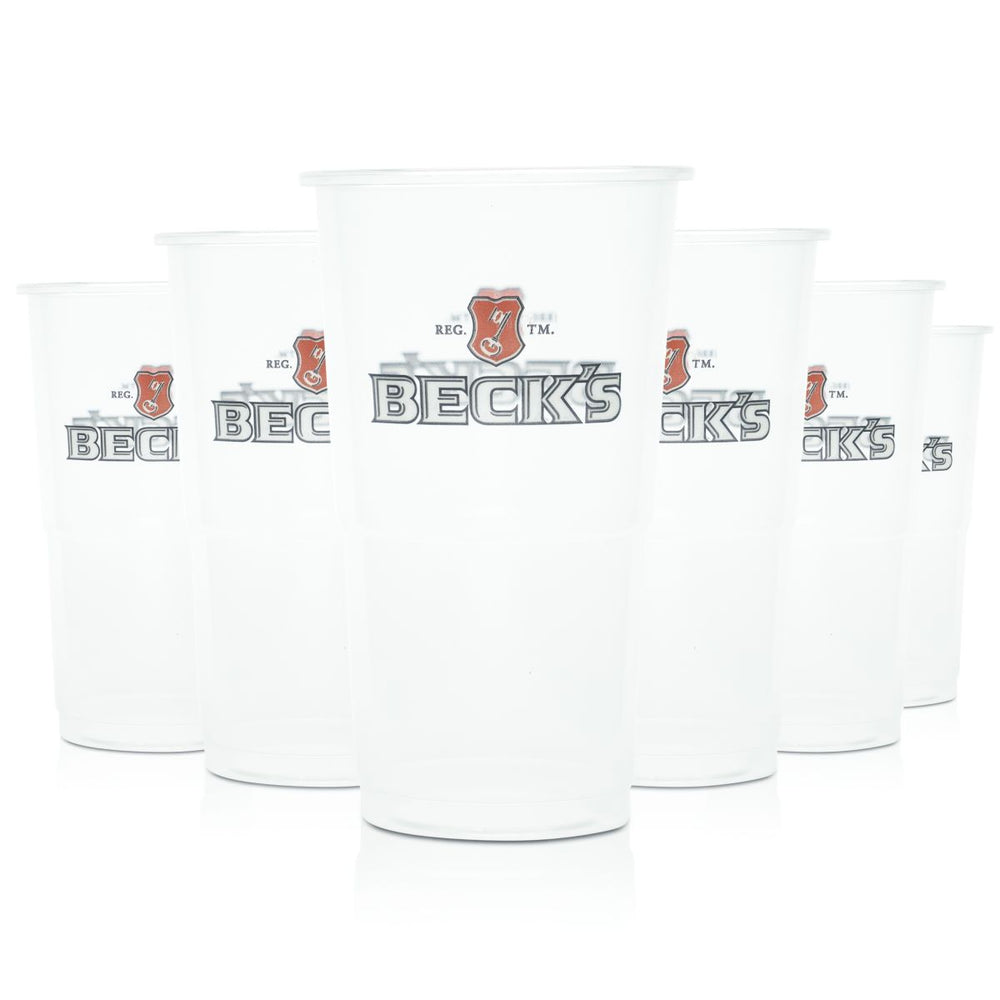 100x jednorazowe kubki Becks, szklane, 0,3 l, plastikowe kubki, kubki do piwa, imprezy, festiwale, bar