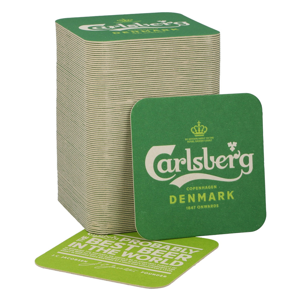 100 sztuk podkładek pod piwo Carlsberg – prawdopodobnie akcesoria barowe na imprezę