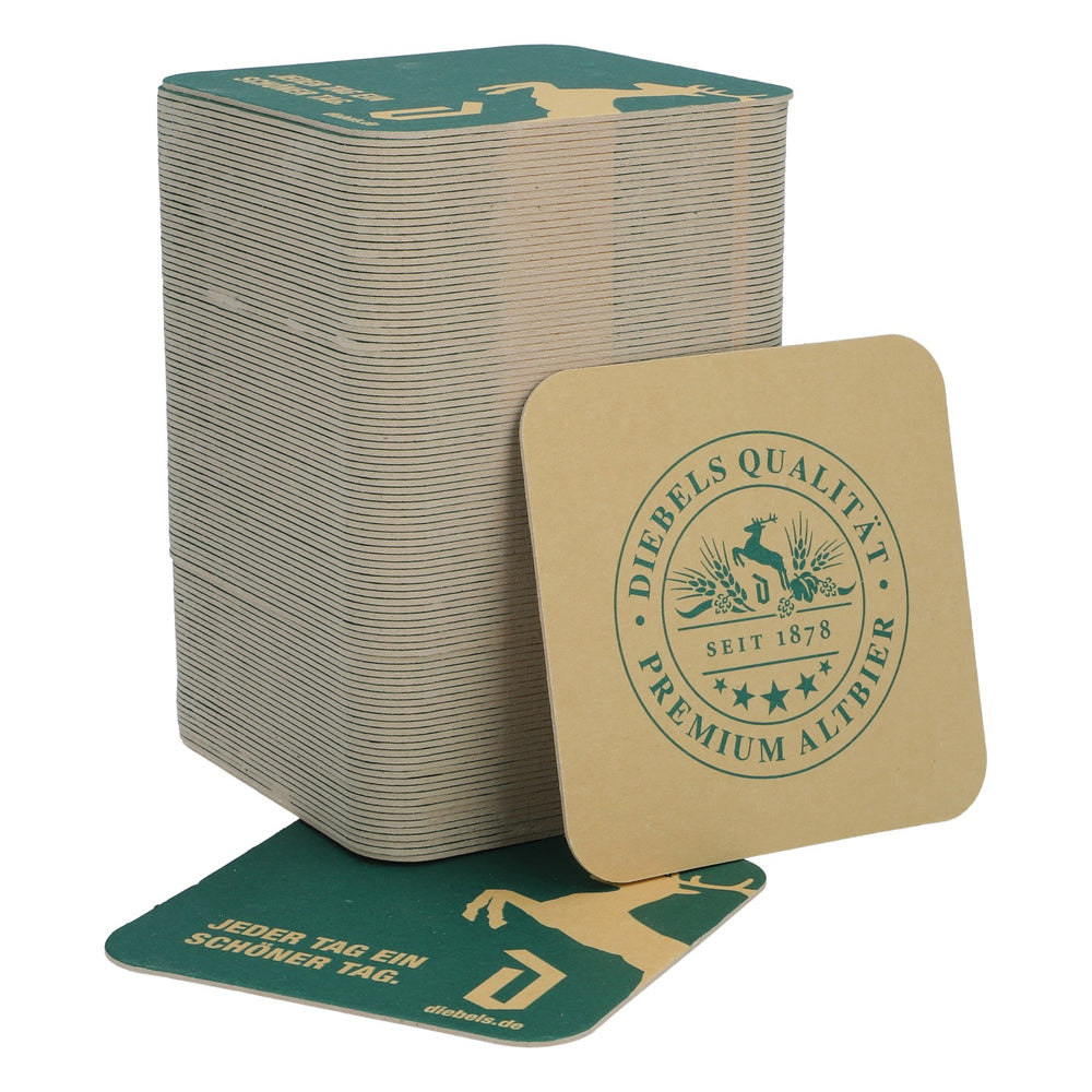 100x podkładki pod piwo Diebels Podkładki kartonowe Podkładki pod szklanki 9x9 cm zielone