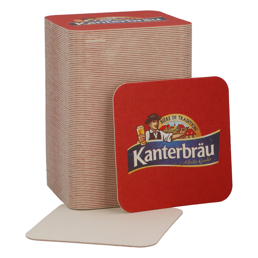 100 sztuk podkładek pod piwo Kanterbräu „Biere de Tradition” z czerwonym logo