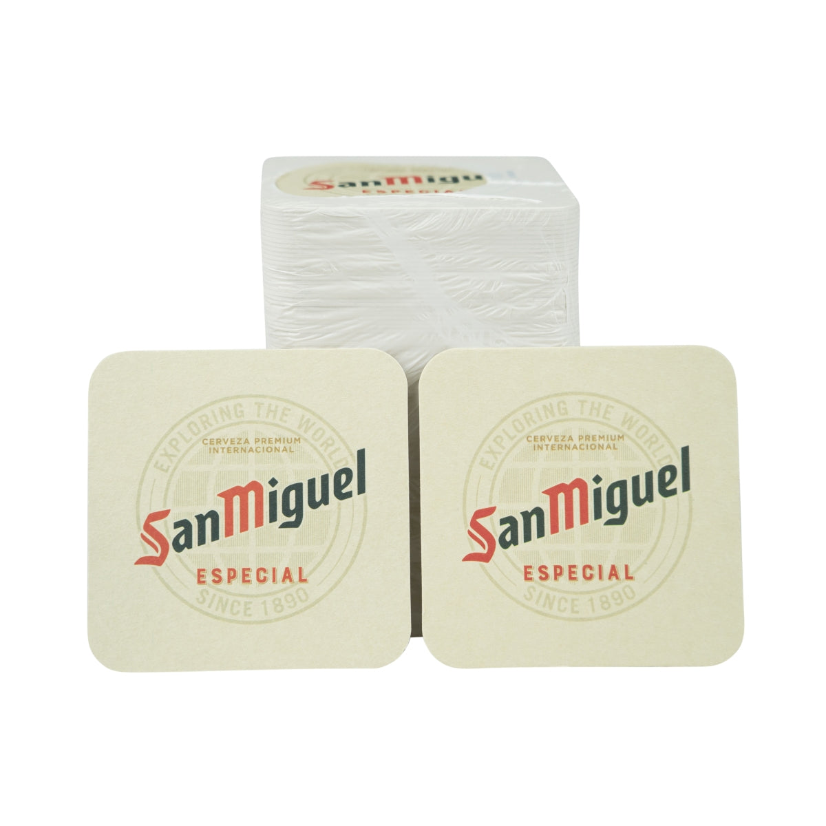 100x podstawki San Miguel 9x9cm z matą szklaną chroniącą przed kapaniem