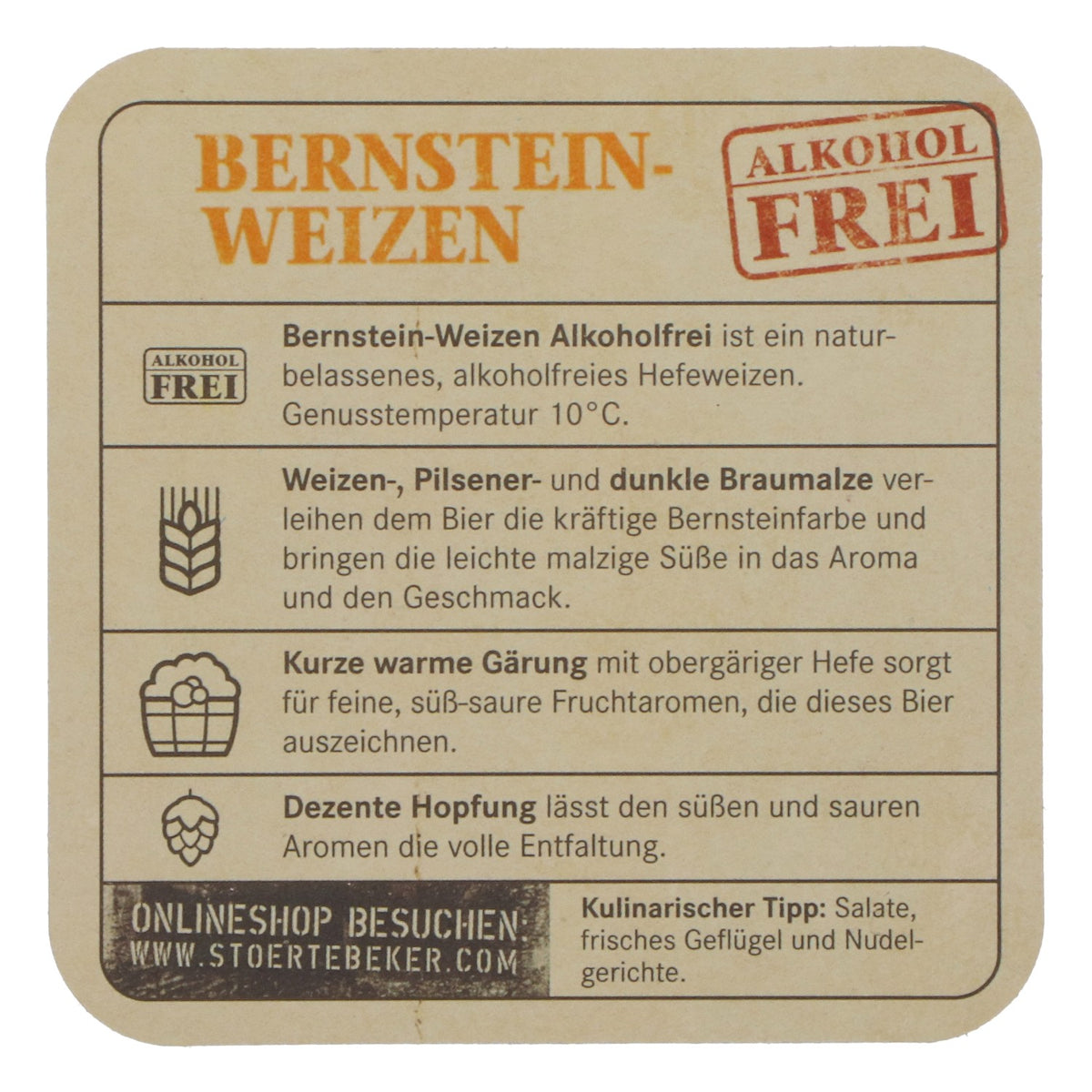 100 szt. podkładek pod piwo Störtebeker „Bernstein-Weizen” bezalkoholowe – oryginalne – Widok 4