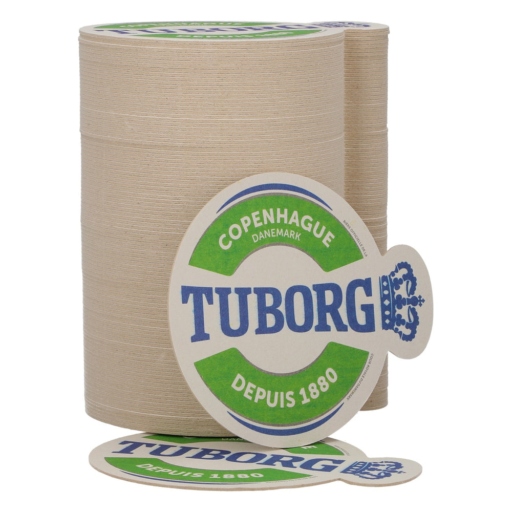 100 sztuk podkładek pod piwo Tuborg, Kopenhaga, Dania, od 1880 r., zielone
