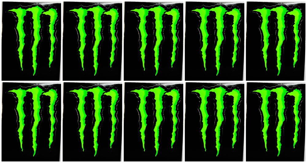 10x naklejki Monster Energy, czarne, 11 x 8 cm, reklama BMX, gadżety
