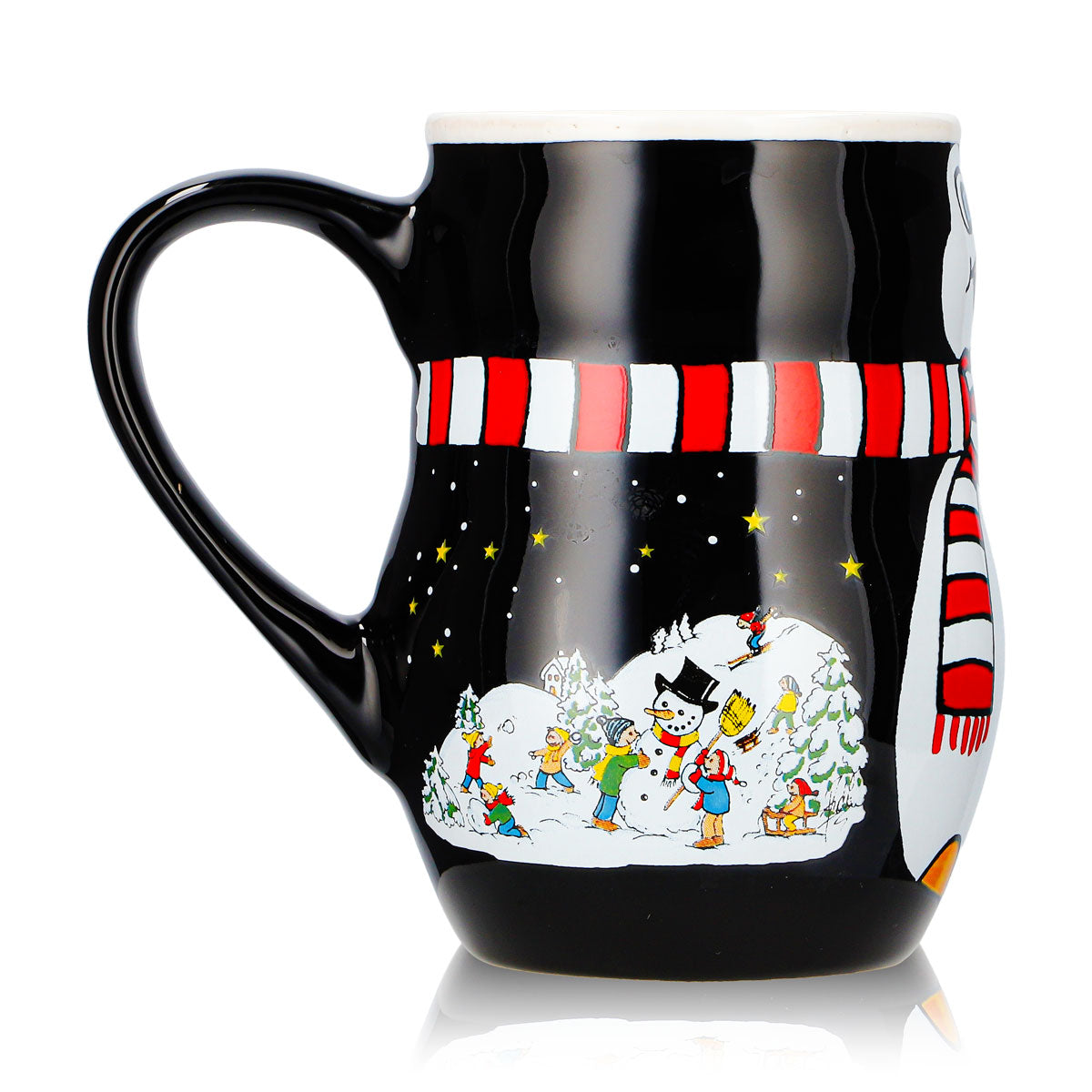 2 kubki do grzanego wina Mohaba z motywem pingwina, relief „Merry X-mas”, czarno-białe, 0,2 l, z podziałką – Widok 4