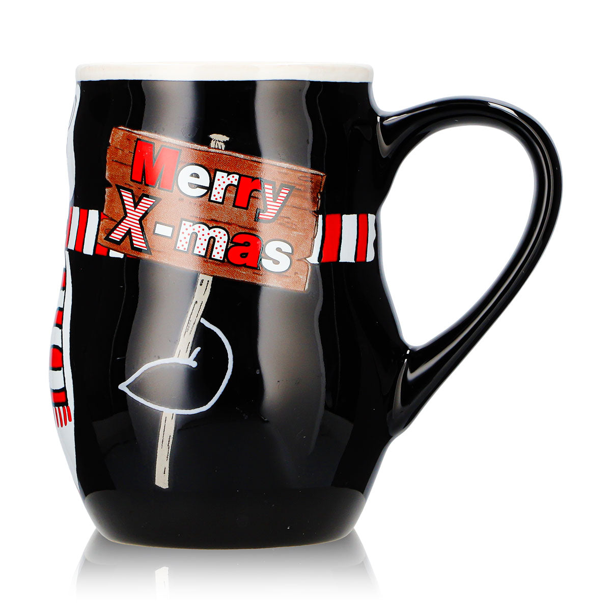 2 kubki do grzanego wina Mohaba z motywem pingwina, relief „Merry X-mas”, czarno-białe, 0,2 l, z podziałką – Widok 6