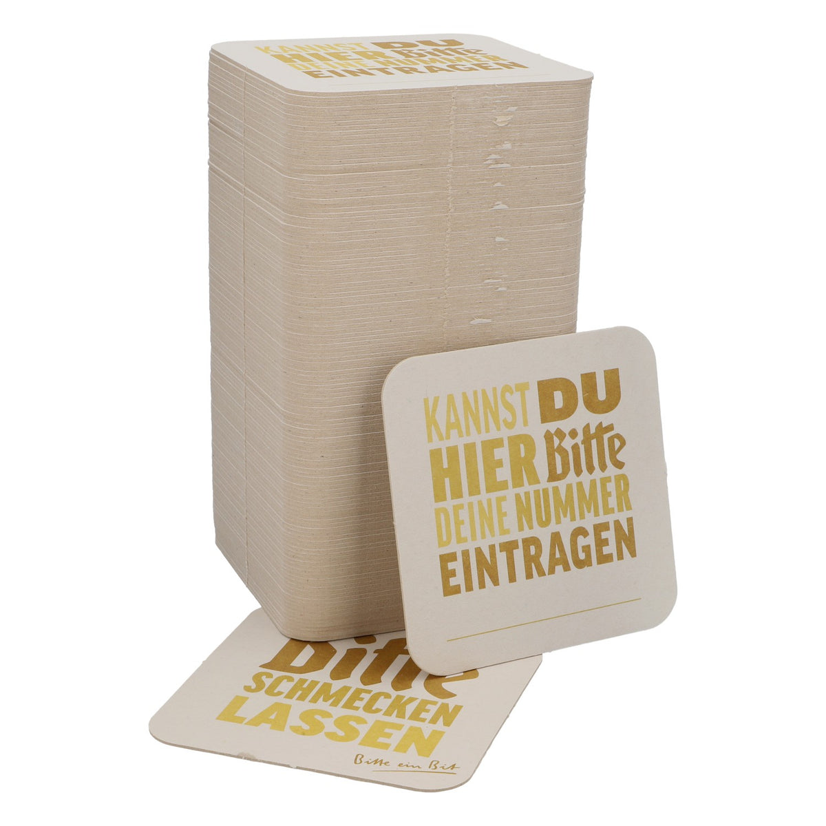 125x Bitburger Bier Bierdeckel Untersetzer 9x9 cm "Kannst du hier bitte deine Nummer eintragen" Rückseite "Bitte schmecken