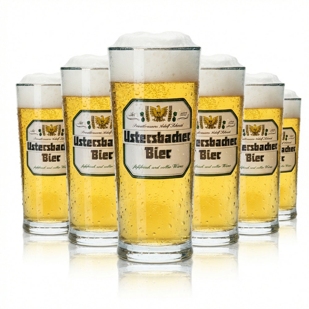 12x Szklanka do piwa Adolf Schmid 0,25l Kufel Ustersbacher Sahm Willi Szklanki Browarnicze