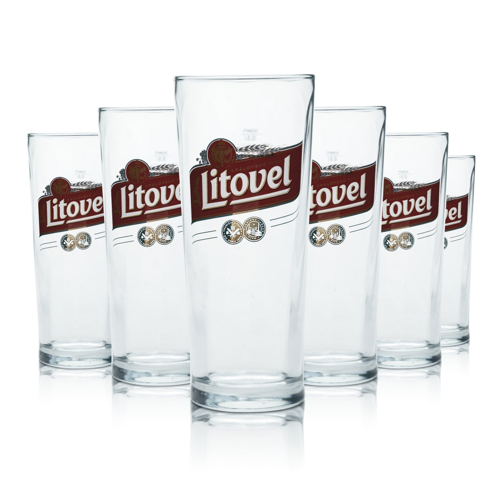 12x Litovel Glass 0,5l Willi Mug Beer Glasses Brewery Czech Dark Black
