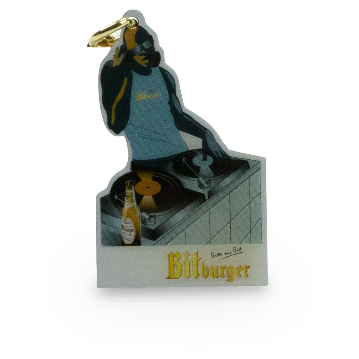 1x brelok do piwa Bitburger złoty z męskim logo