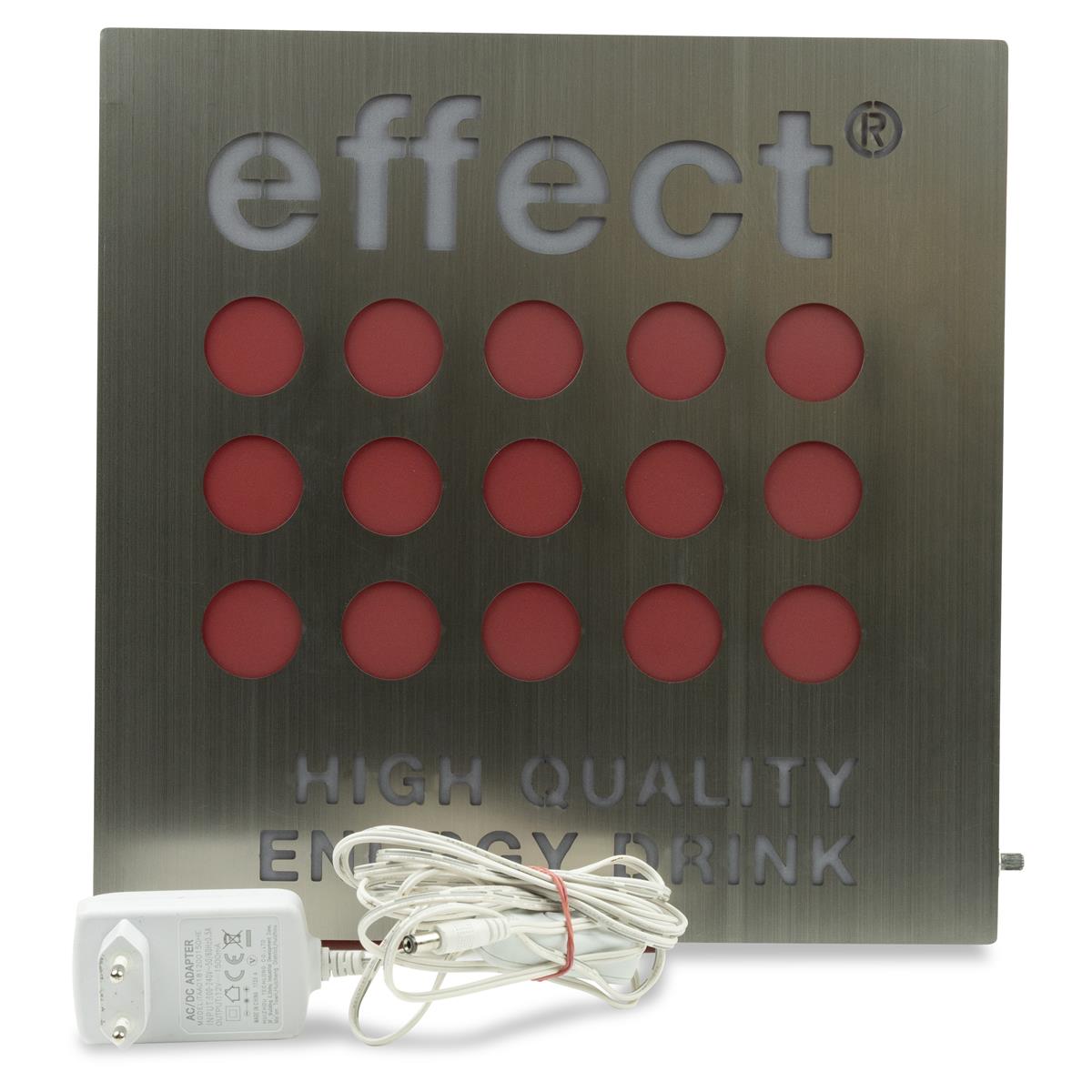 1x Podświetlany znak Effect Energy kwadratowy srebrny czerwony 30 x 30 – Widok 4