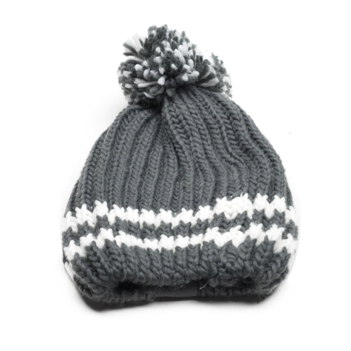 1x czapka piwna Freiberger z dzianiny z bobble w kolorze szarym – Widok 3