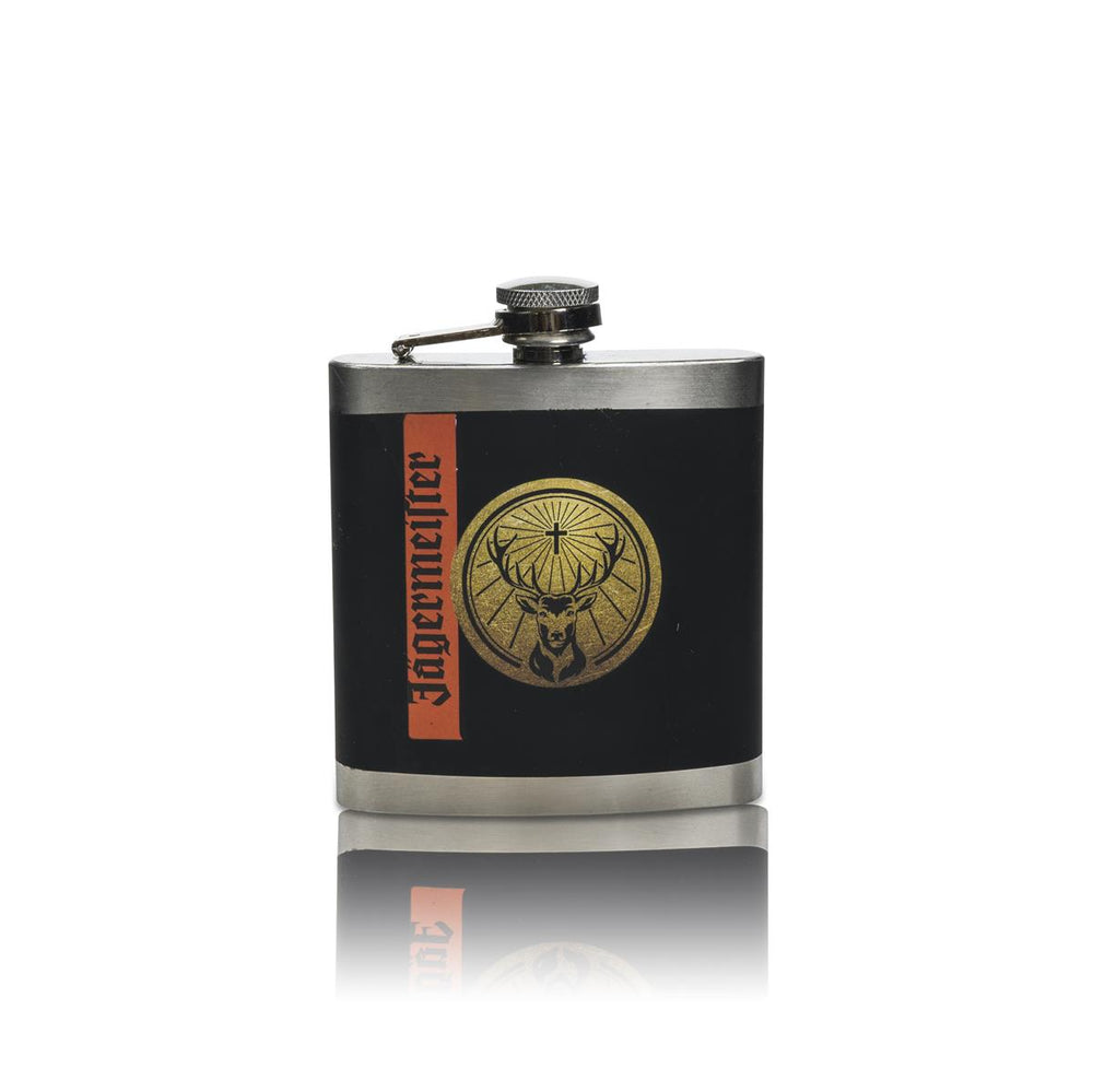 1x Kolba biodrowa na likier Jägermeister metalowa czarna