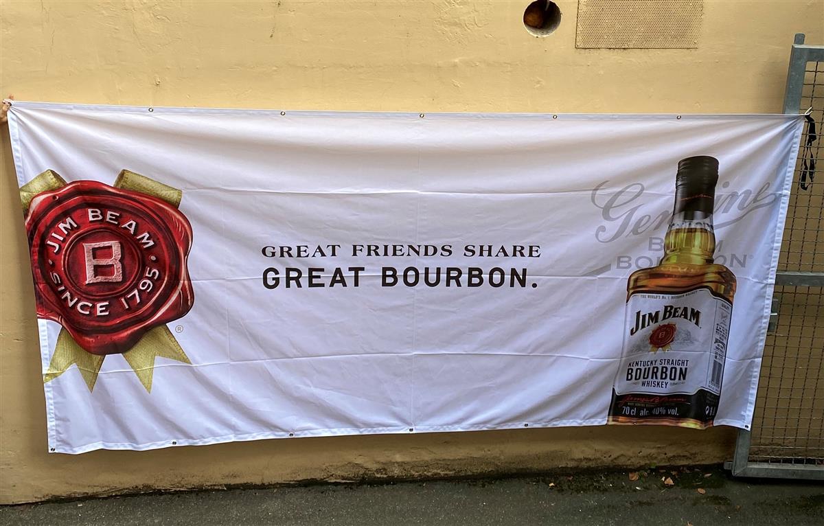 1x Jim Beam whiskey banner butelka białe tło 340 x 165