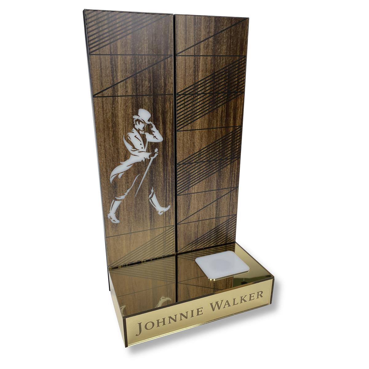1x Johnnie Walker Whisky Glorifier 1 butelka o wyglądzie drewna ze złotem
