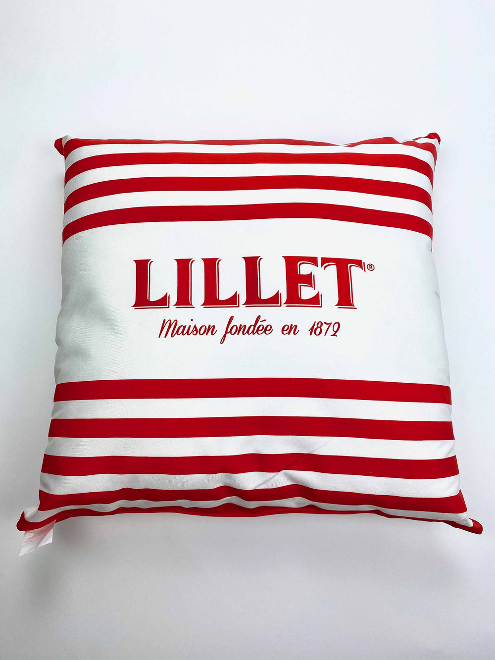 1x Poduszka na likier Lillet mała ok. 30x30x10cm czerwona/biała