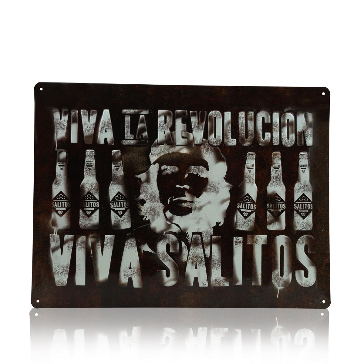 1x Puszka piwa Salitos z napisem Viva La Revolution brązowa 40 x 30