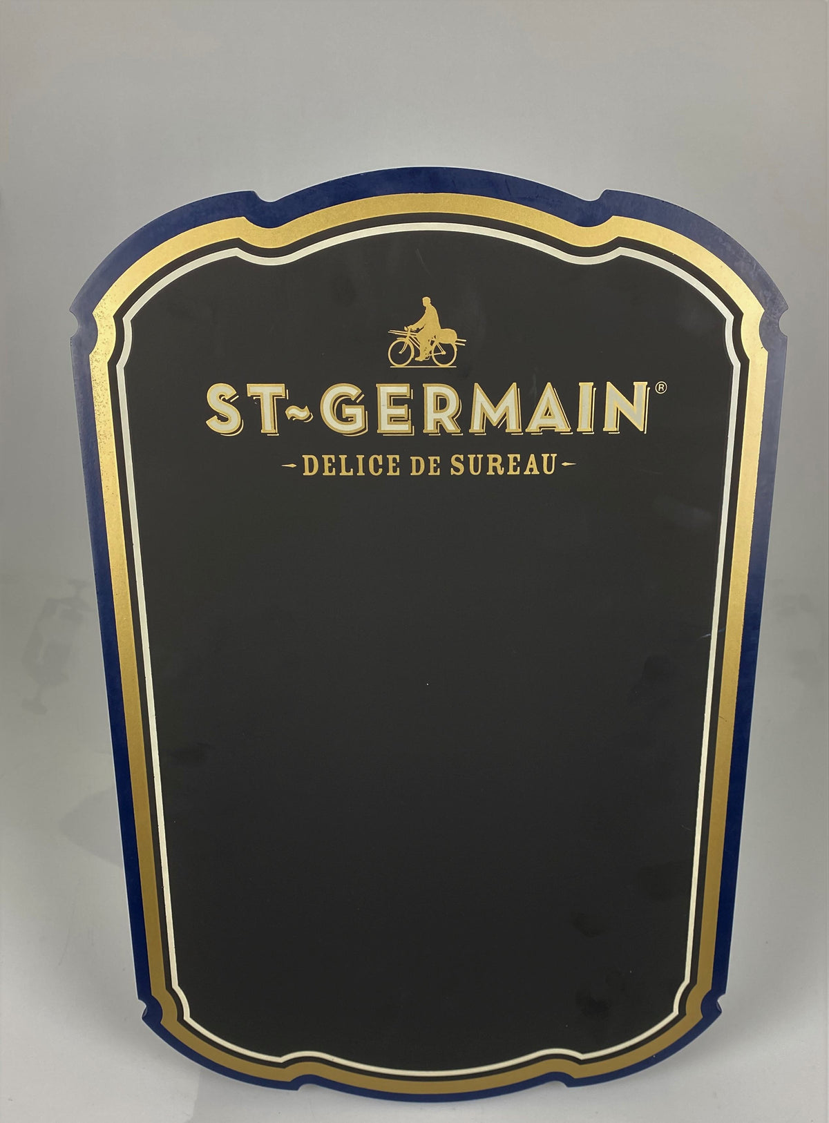 1x niebieska tablica kredowa z likierem St. Germain ze stojakiem