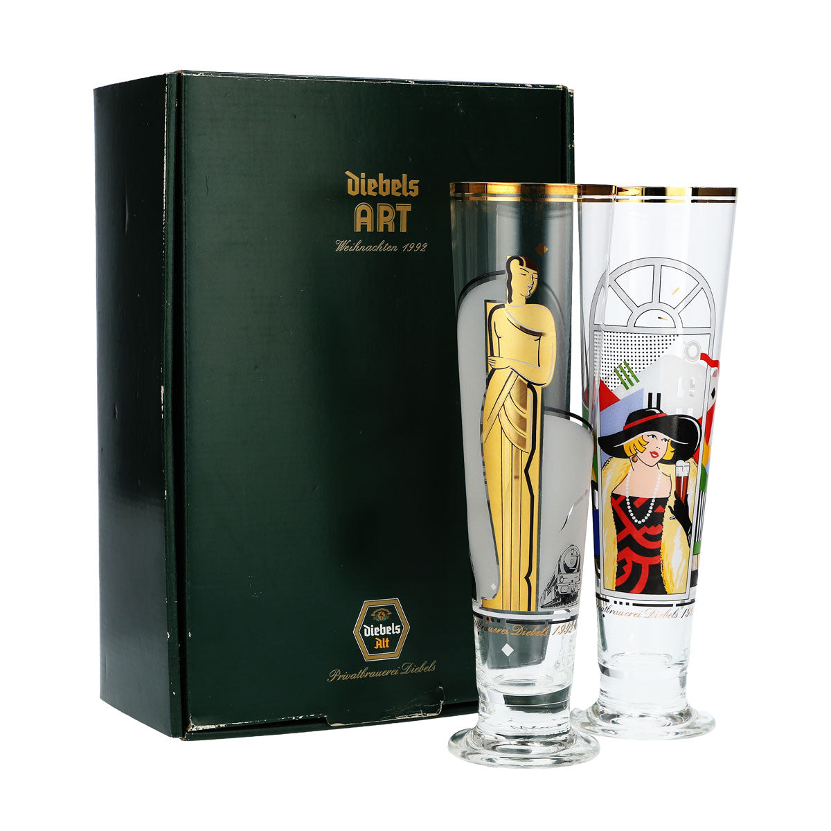 2x Diebels Bier Glas Sammlerbox 2 specjalne szklanki Boże Narodzenie 1992 Arkusz danych