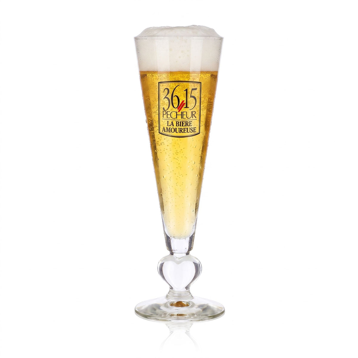 3615 Szklanka do piwa „Pecheur” 12,5 cl, w kształcie serca na nóżce, „La Bière Amoureuse”