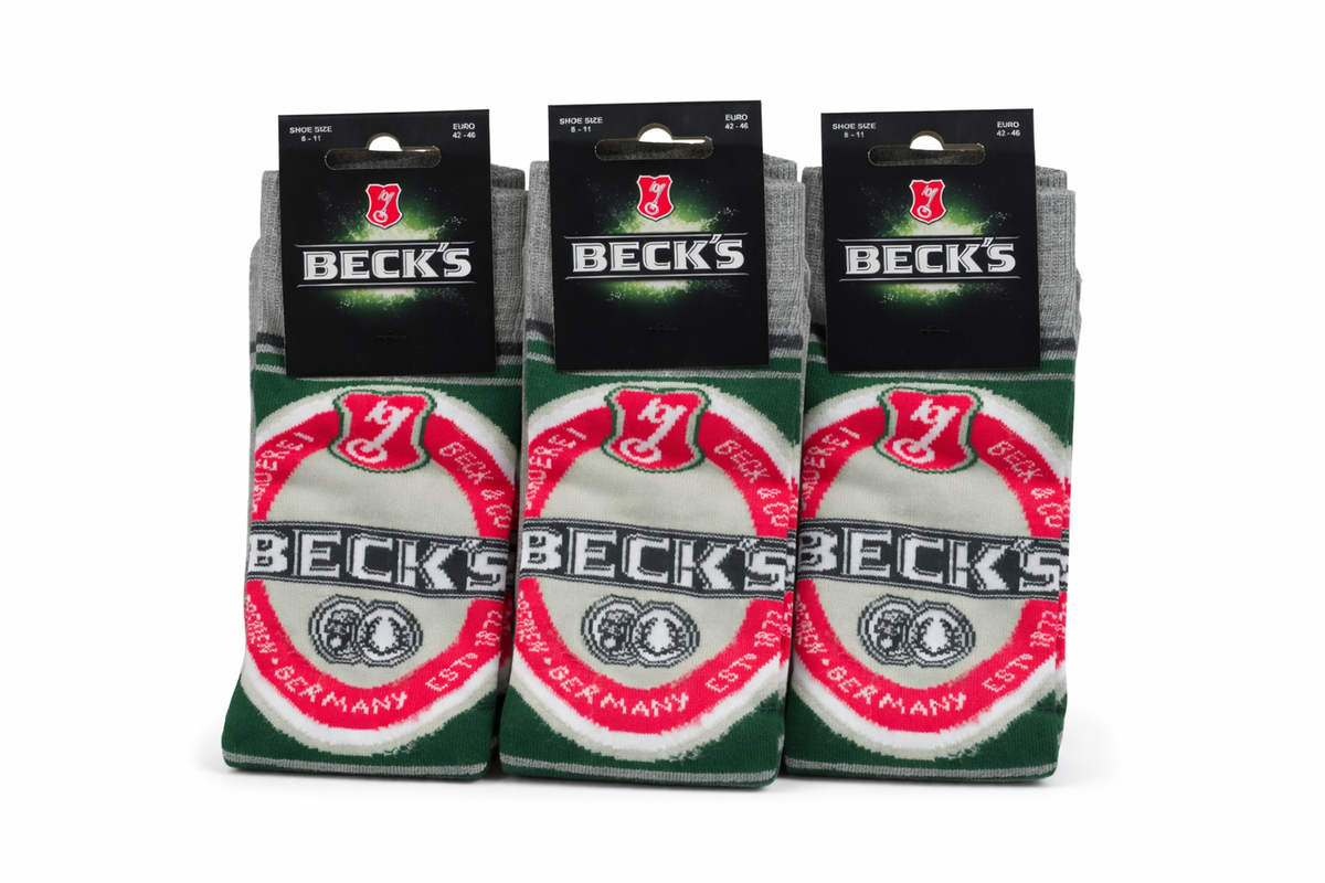 3x Becks skarpetki do piwa rozmiar 42-46 skarpetki retro party leisure szary wzór logo